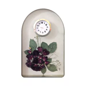 ساعت رومیزی رزینی طرح گل طبیعی