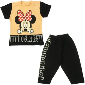 ست تی شرت و شلوارک دخترانه مدل DF77