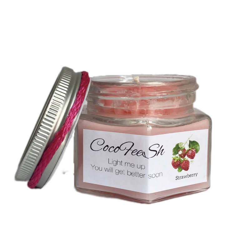 شمع دست ساز مدل بابونه و توت فرنگی