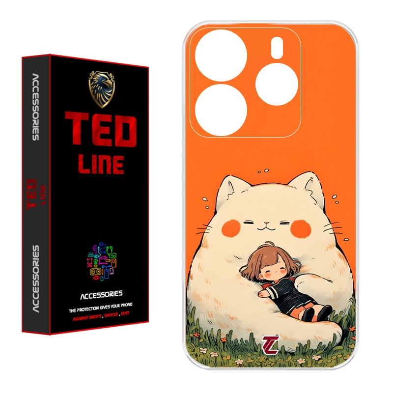 کاور تدلاین طرح گربه نارنجی کد 1138 مناسب برای گوشی موبایل شیائومی Redmi Note 14 4G