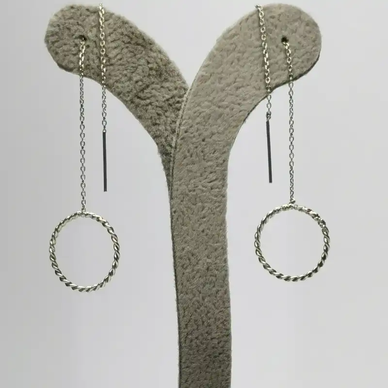 گوشواره نقره زنانه مدل بخیه بافت Go12