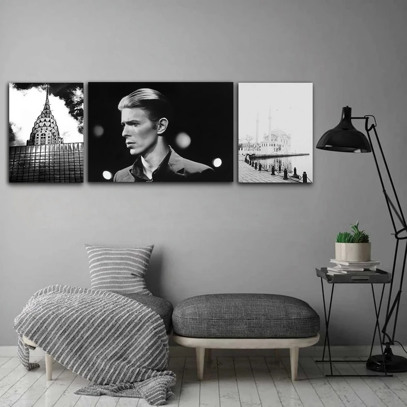 تابلو شاسی بکلیت طرح منظره شهر و دیوید بویی مدل SH-815 مجموعه 3 عددی