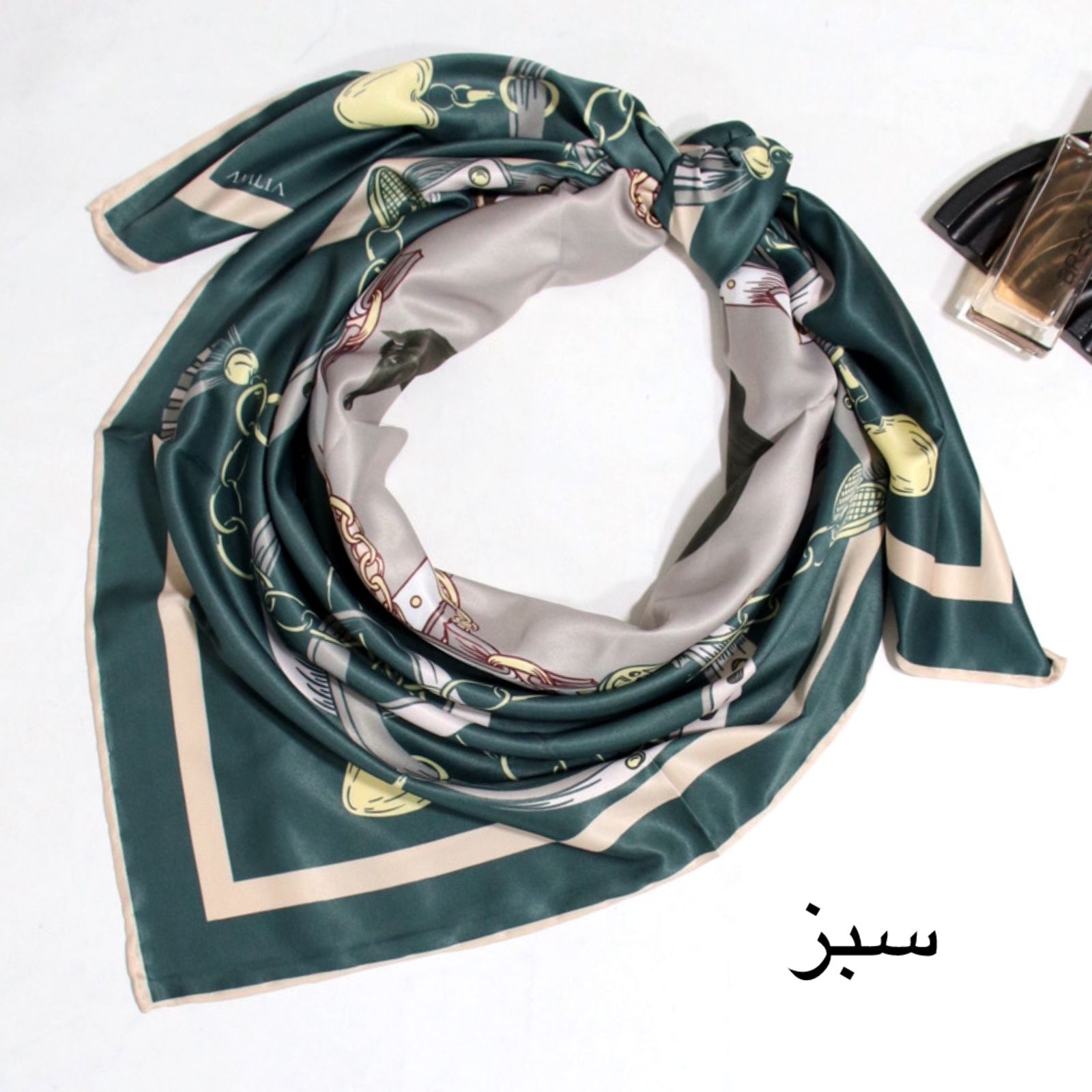 روسری زنانه آنالیا مدل ابریشم طرح اسب کد 9745 -  - 40