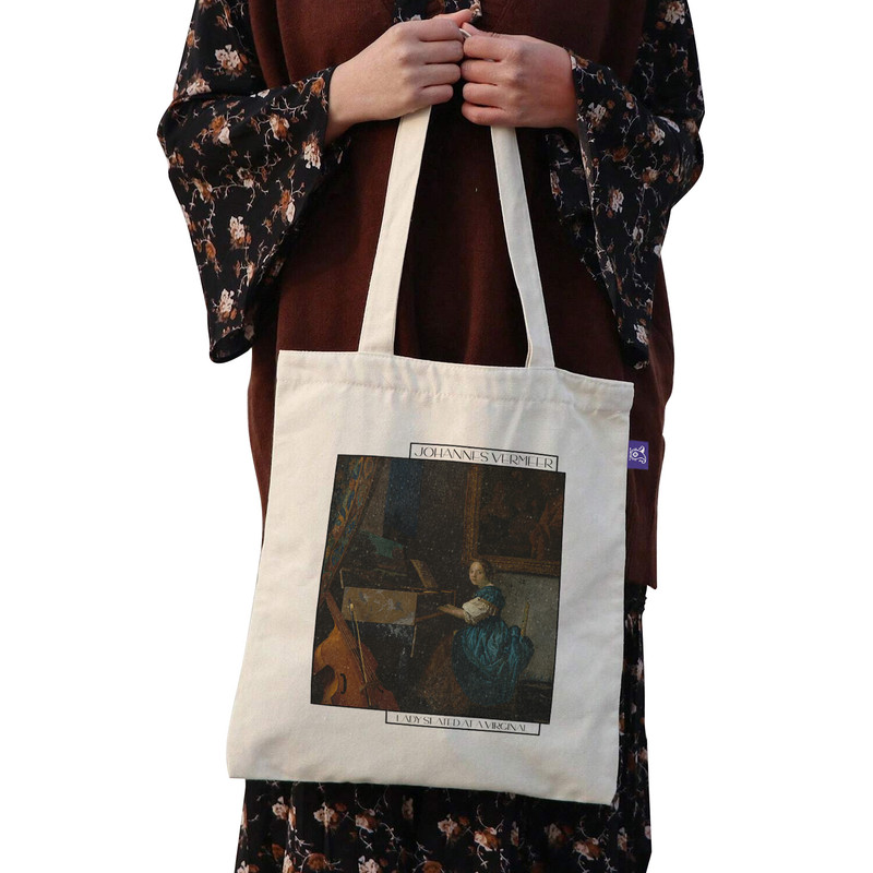 ساک خرید ترمه طراحان ایده مدل دختری پشت ساز ویرژینال از ورمر کد art0572 - L