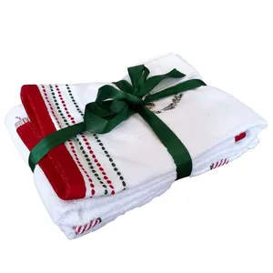 حوله دستی مادام کوکو مدل Jules XMAS سایز 50x70 سانتی متر مجموعه دو عددی