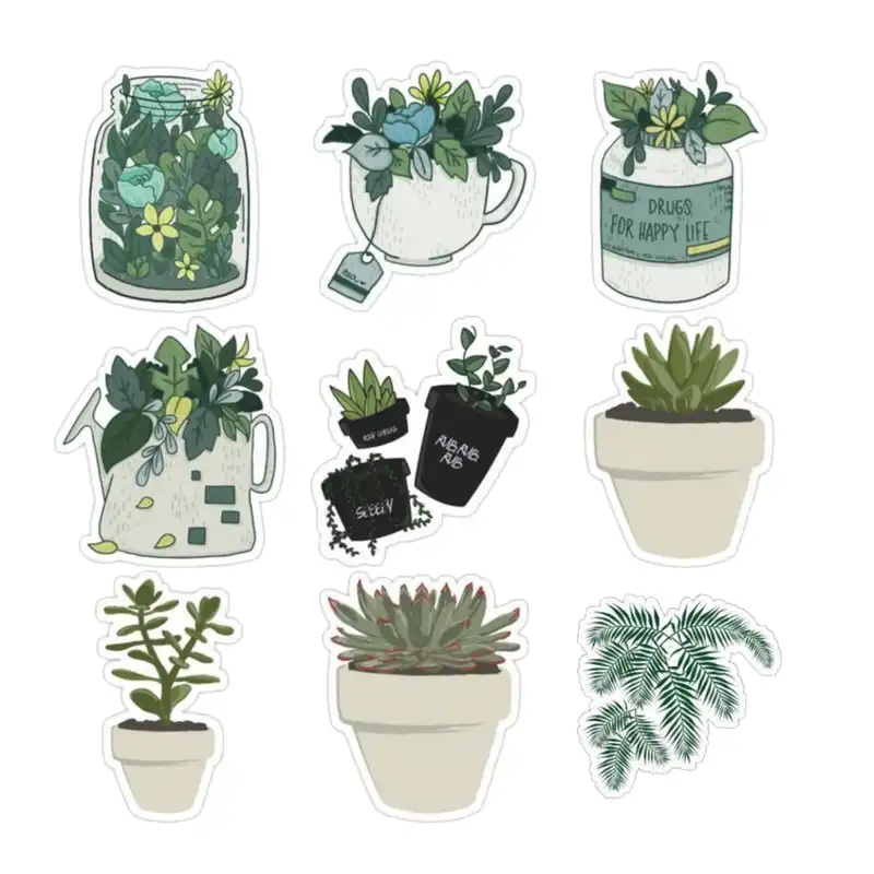 استیکر لپ تاپ و موبایل طرح گیاه مجموعه 9 عددی