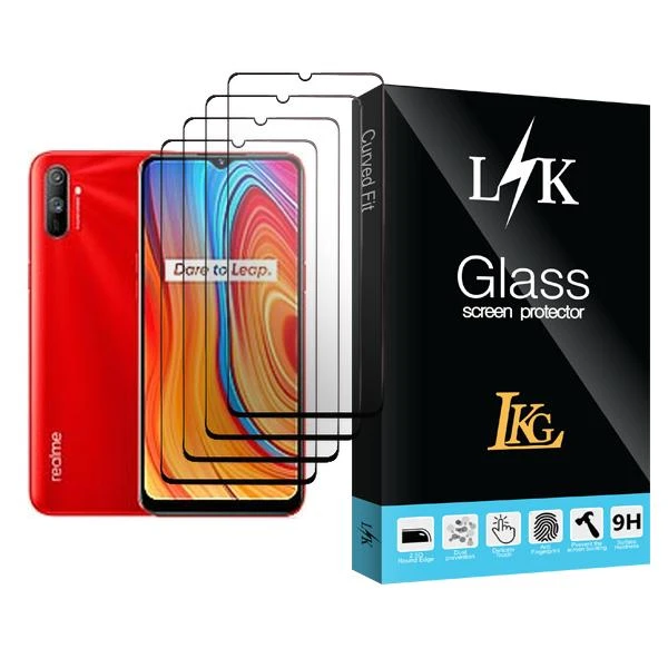 محافظ صفحه نمایش ال کا جی مدل LK Glass MIX004 مناسب برای گوشی موبایل ریلمی C3 بسته چهار عددی