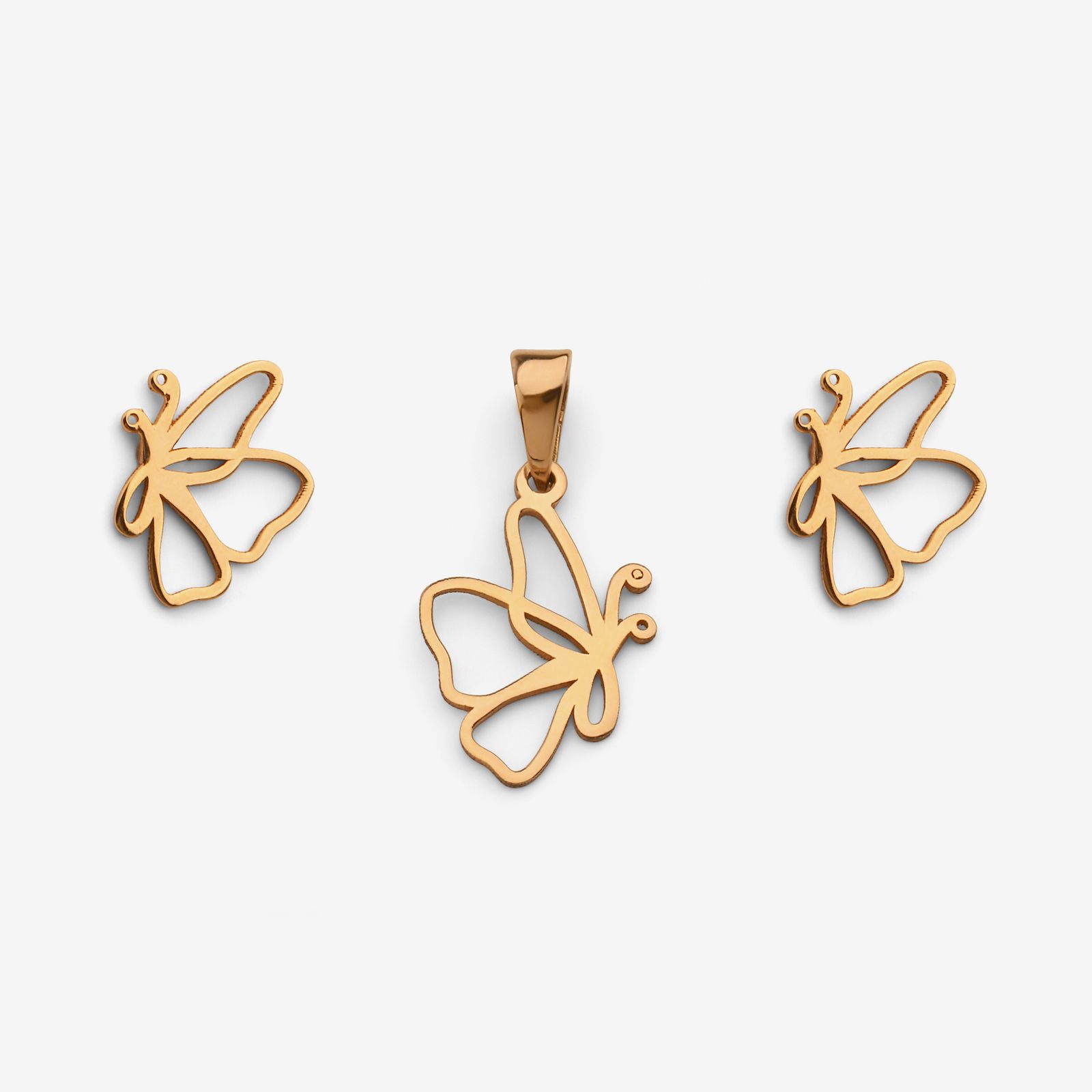 نیم ست طلا 18 عیار زنانه سایا گلد مدل پروانه ns11 -  - 1