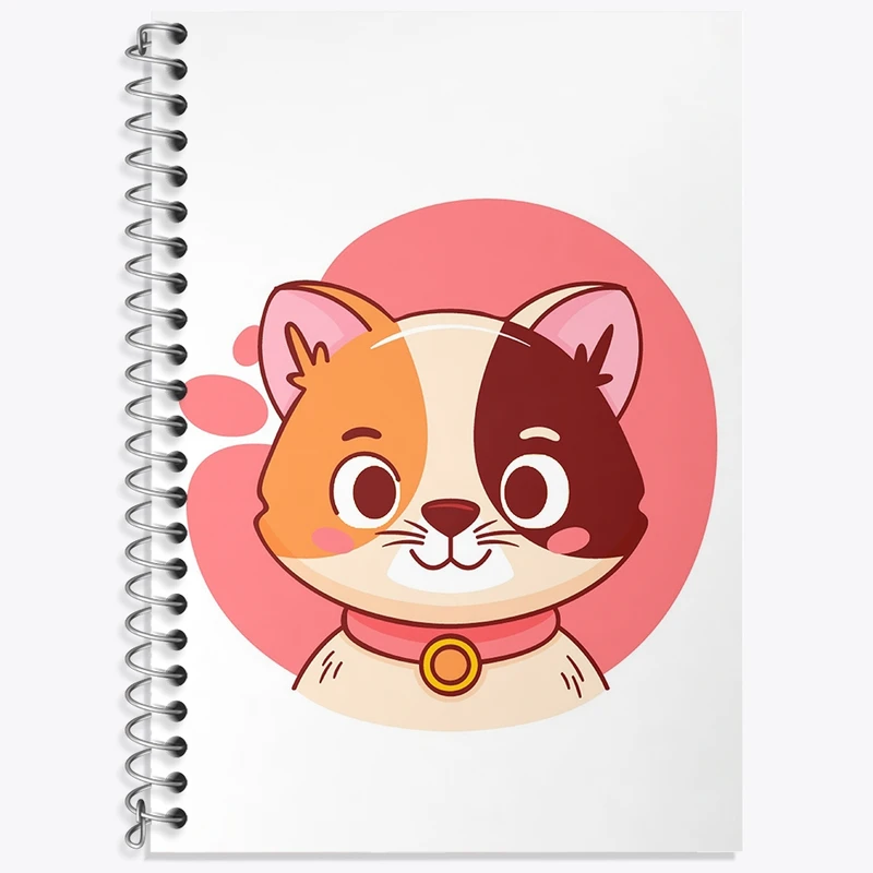 دفتر زبان 50 برگ خندالو مدل دو خط طرح گربه حیوانات بامزه کد 37162