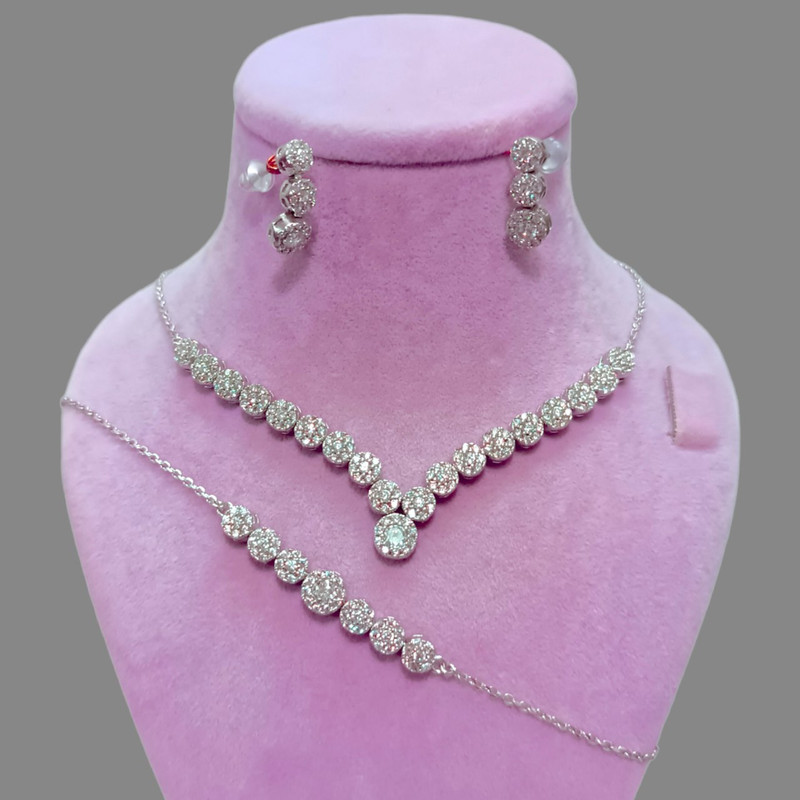 نیم ست نقره زنانه مدل یاقوت کد Rdeh-081