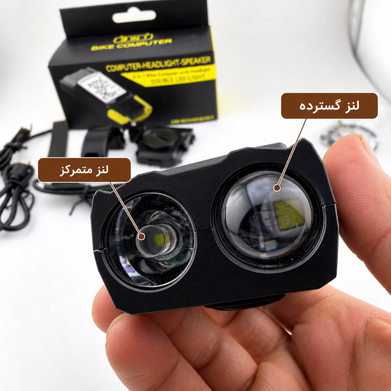 کامپیوتر و چراغ جلو و‌ کیلومتر شمار سرعت و کالری سنج و بوق دوچرخه اسنو کمپ مدل 3in1