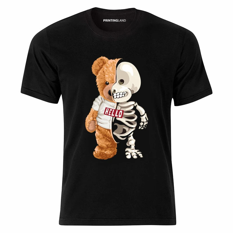 تی شرت آستین کوتاه مردانه پرینتینگ لند طرح SKELTON TEDDY کد P146
