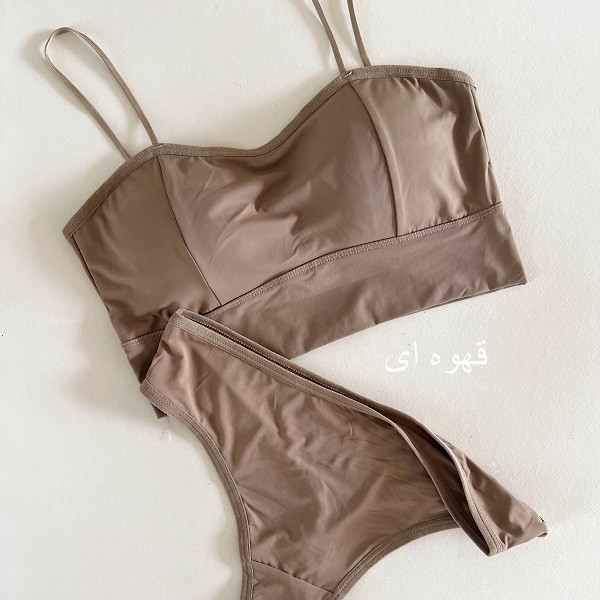 ست نیم تنه و شورت زنانه مدل لندی اسپرت پشت باز کد BR919 رنگ قهوه ای