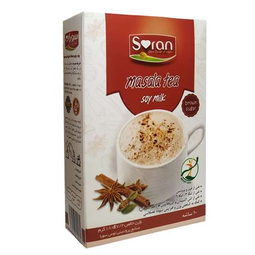 چای ماسلا حاوی شیر سویا و شکر قهوه ای سوران -180 گرم بسته 10 عددی