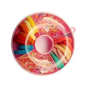 کش مو زنانه مدل چهل گیس خالخالی حوله ای نرم پاستیلی طرح دونات بسته 128 عددی