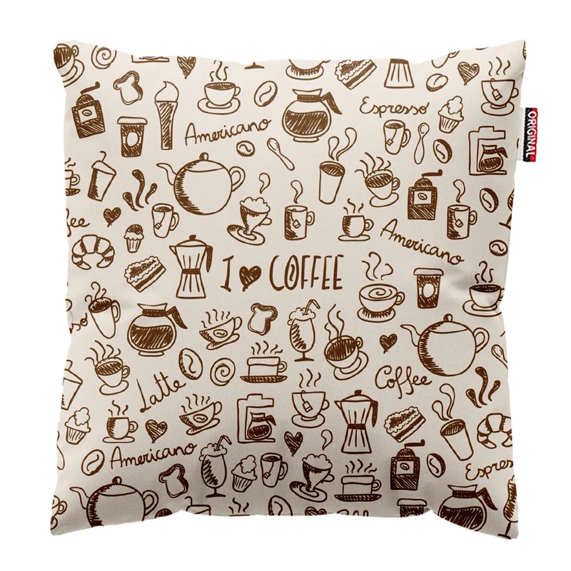   کوسن پاد آفرین طرح قهوه کافی کافه coffee کد 4054 سایز 30*30 سانتی متر