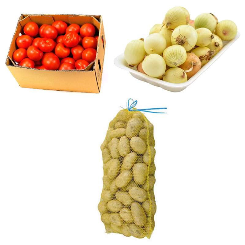 گوجه فرنگی و سیب زمینی و پیاز زرد - 5 کیلوگرم بسته 3 عددی