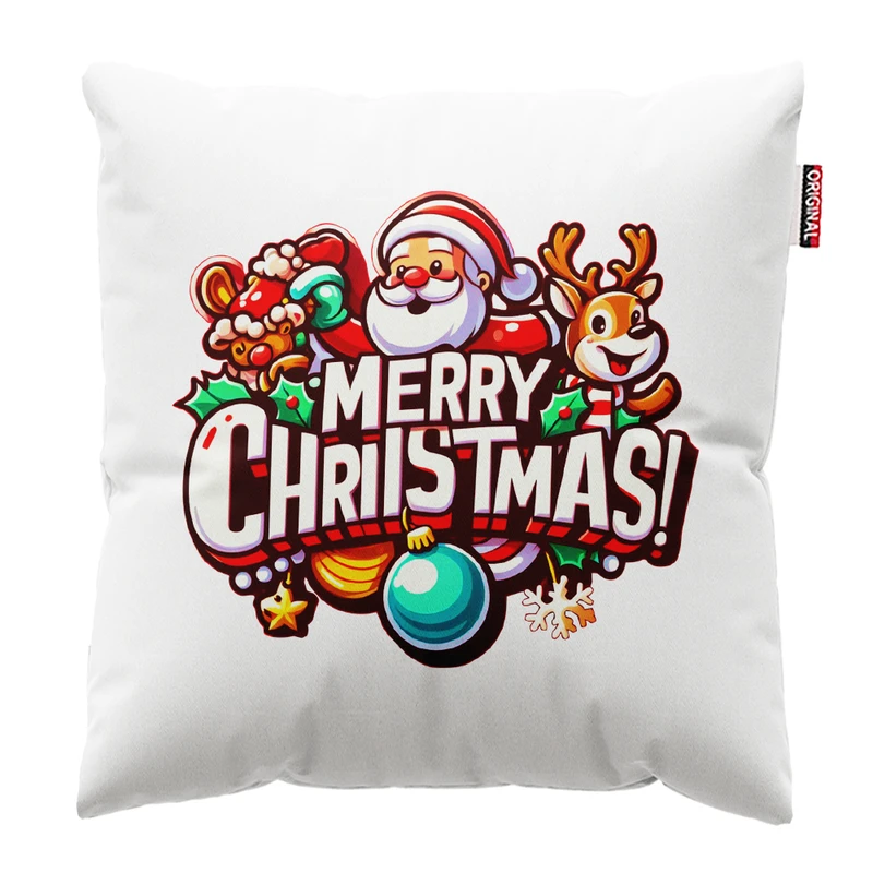 کوسن پاد آفرین مدل کریسمس طرح بابانوئل کاج گوزن آدم برفی کد PK302486 سایز 30*30 سانتی متر