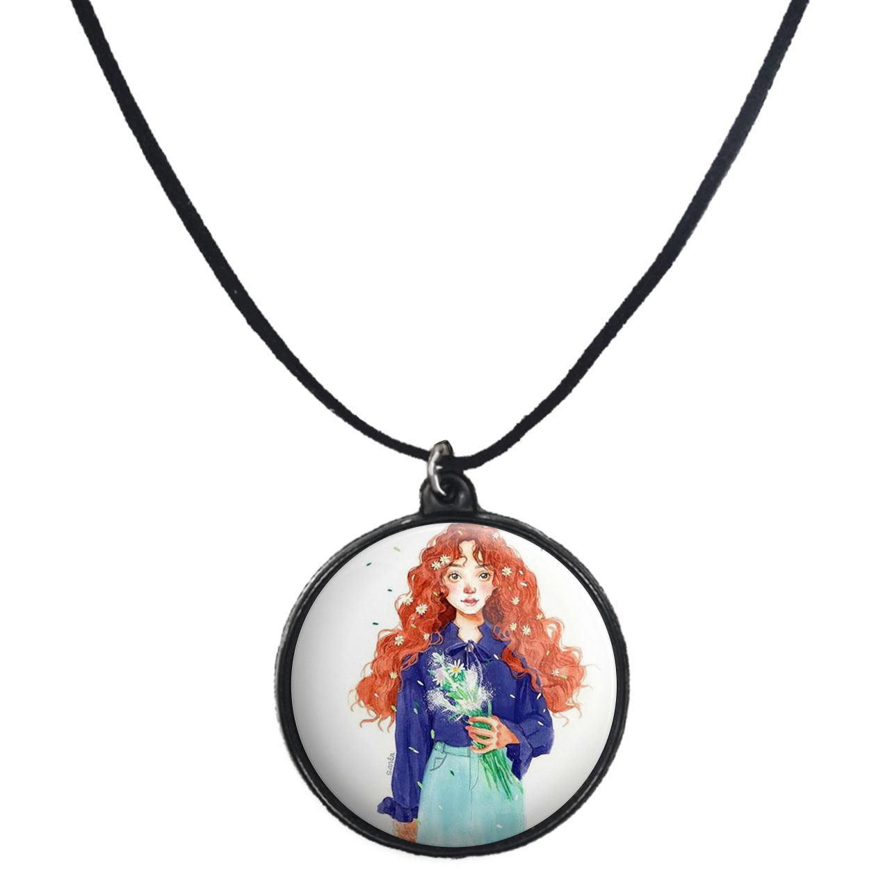 گردنبند پرمانه طرح دخترونه کد pmb.4534 مدل دو طرفه