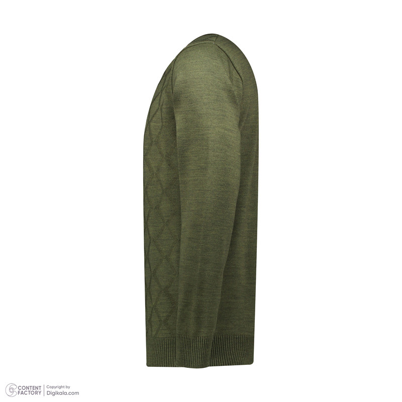 پلیور مردانه تریکو پاییزان مدل LOZ یقه گرد رنگ زیتونی
