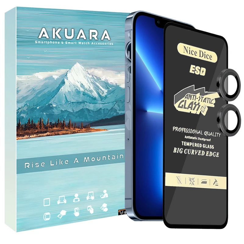 محافظ صفحه نمایش آکوآرا مدل AKU NASRN مناسب برای گوشی موبایل اپل iPhone 14 به همراه محافظ لنز دوربین