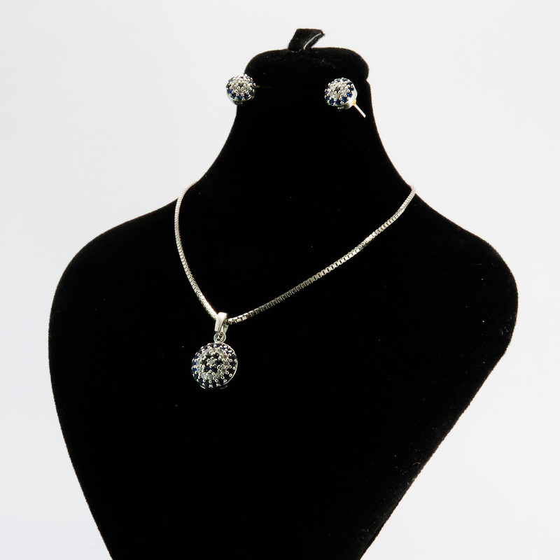 نیم ست نقره زنانه طرح چشم نظر کد AV054-2