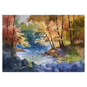 نقاشی آبرنگ طرح پاییز کد 114