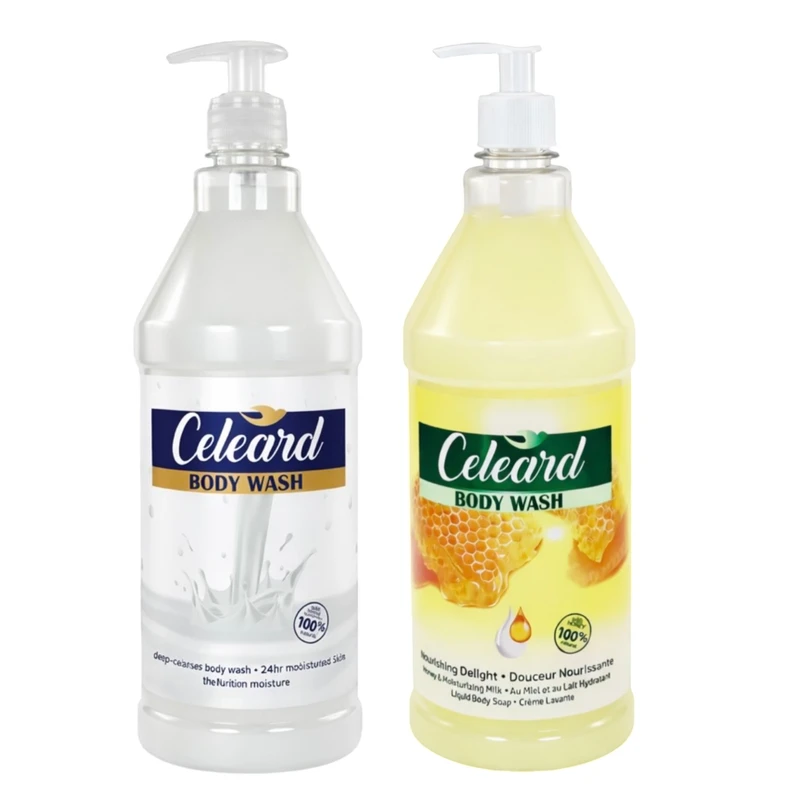 شامپو بدن کلرد مدل 002 با رایحه عسل مناسب برای پوست معمولی حجم 1250 میلی لیتر به همراه شامپو بدن کلرد مدل 001 با رایحه شیر مناسب برای پوست معمولی حجم 1250 میلی لیتر