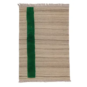 گلیم دستبافت یک و نیم متری مدل مدرن کد 4040711 زمینه کرم