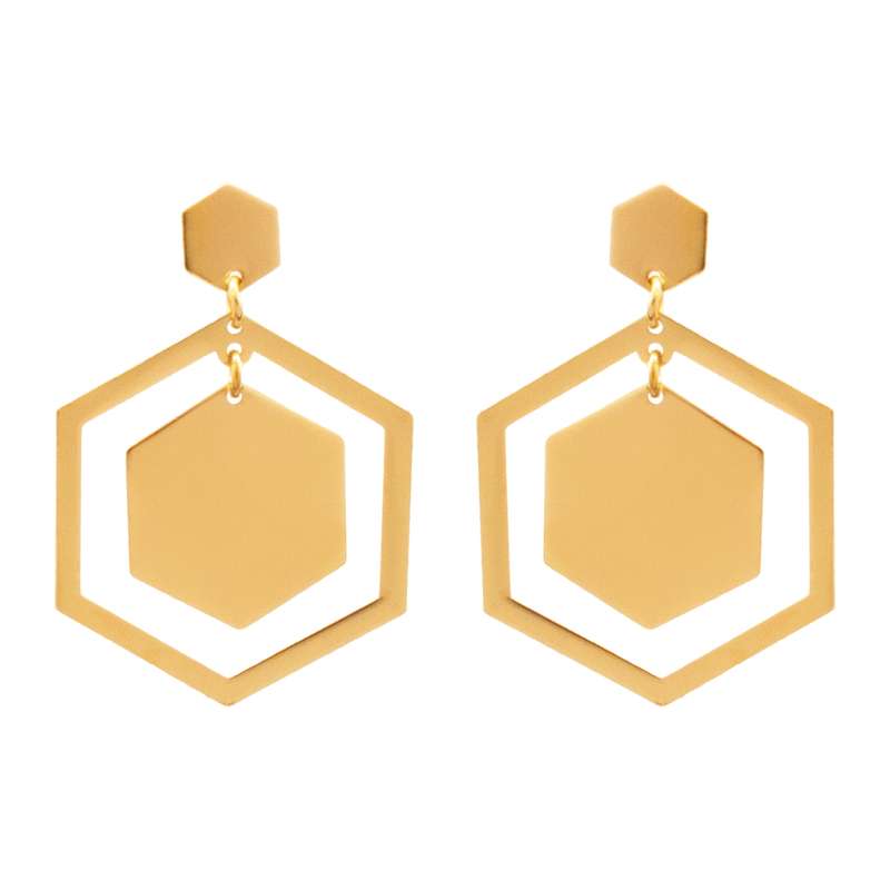 گوشواره طلا 18 عیار زنانه سهی مدل شش ضلعی SE12