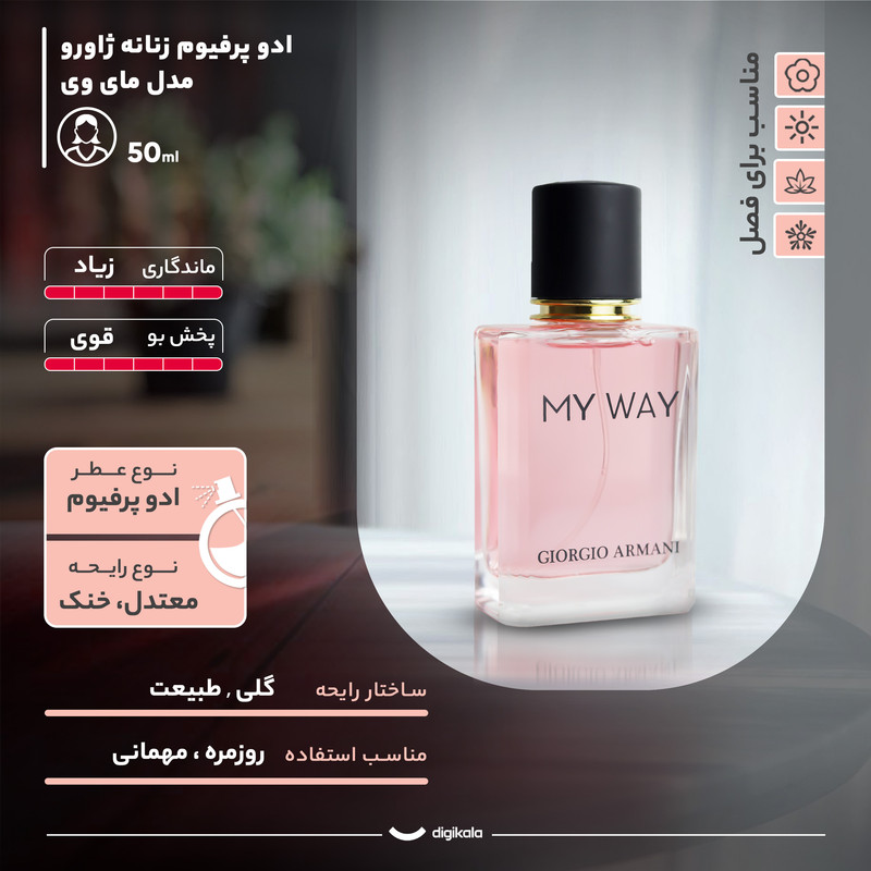 ادو پرفیوم زنانه ژاورو مدل مای وی با رایحه معتدل حجم 50 میلی لیتر