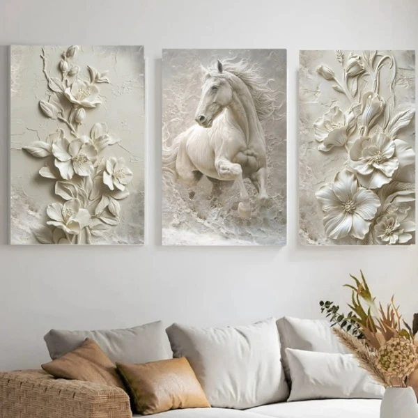 تابلو بوم طرح اسب مدل رزبوم کد محصول 1000 مجموعه 3 عددی