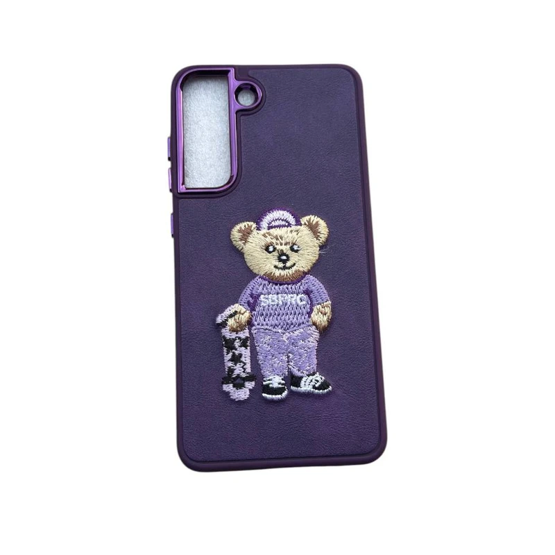 کاور مدل چرم طرح خرس گلدوزی شده کد Teddy11 مناسب برای گوشی موبایل سامسونگ Galaxy S21 FE