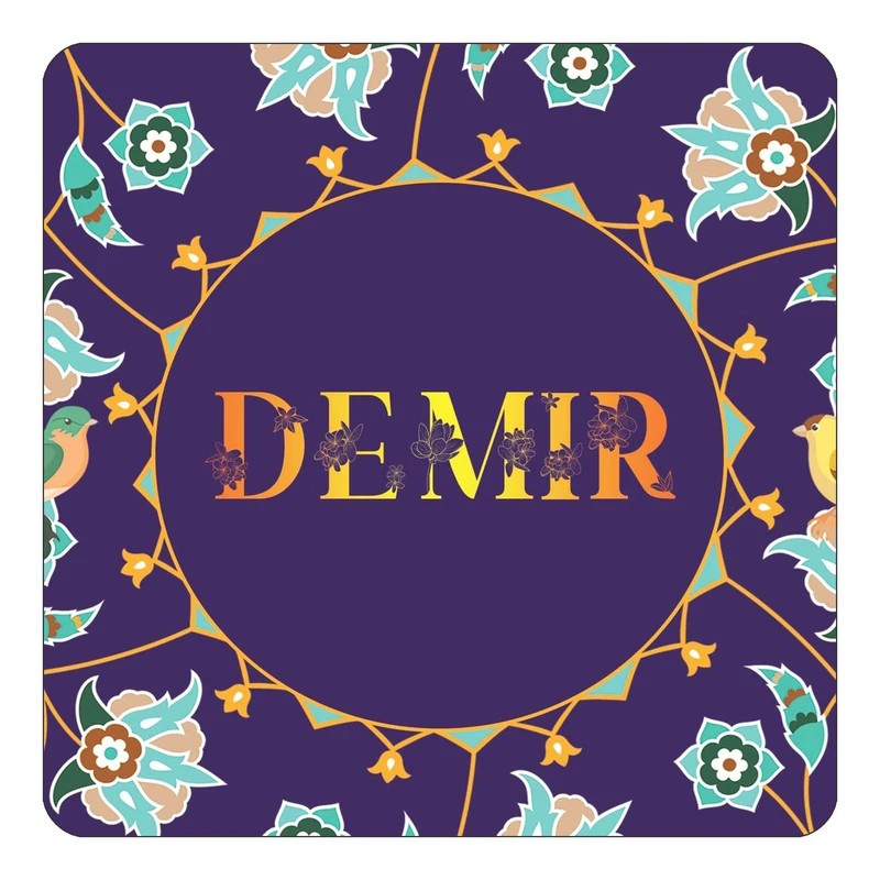 مگنت کاکتی طرح اسم دمیر demir مدل گل و بلبل کد mg12764