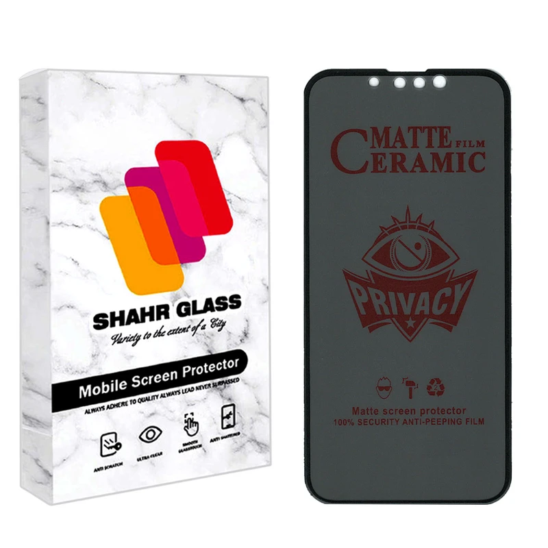 محافظ صفحه نمایش سرامیکی حریم شخصی شهر گلس مدل PRCSR مناسب برای گوشی موبایل اپل iPhone 13