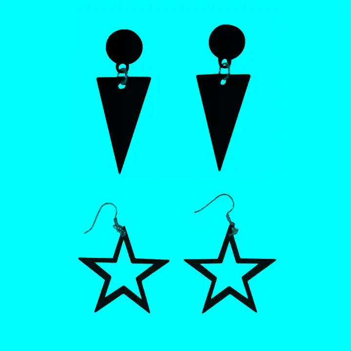 گوشواره زنانه مدل مثلث و ستاره کد E.MSP.STT مجموعه‌ 2 عددی