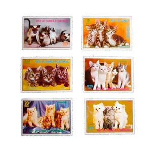 تمبر یادگاری طرح طبیعت مدل گربه کد cat-753 مجموعه 6 عددی