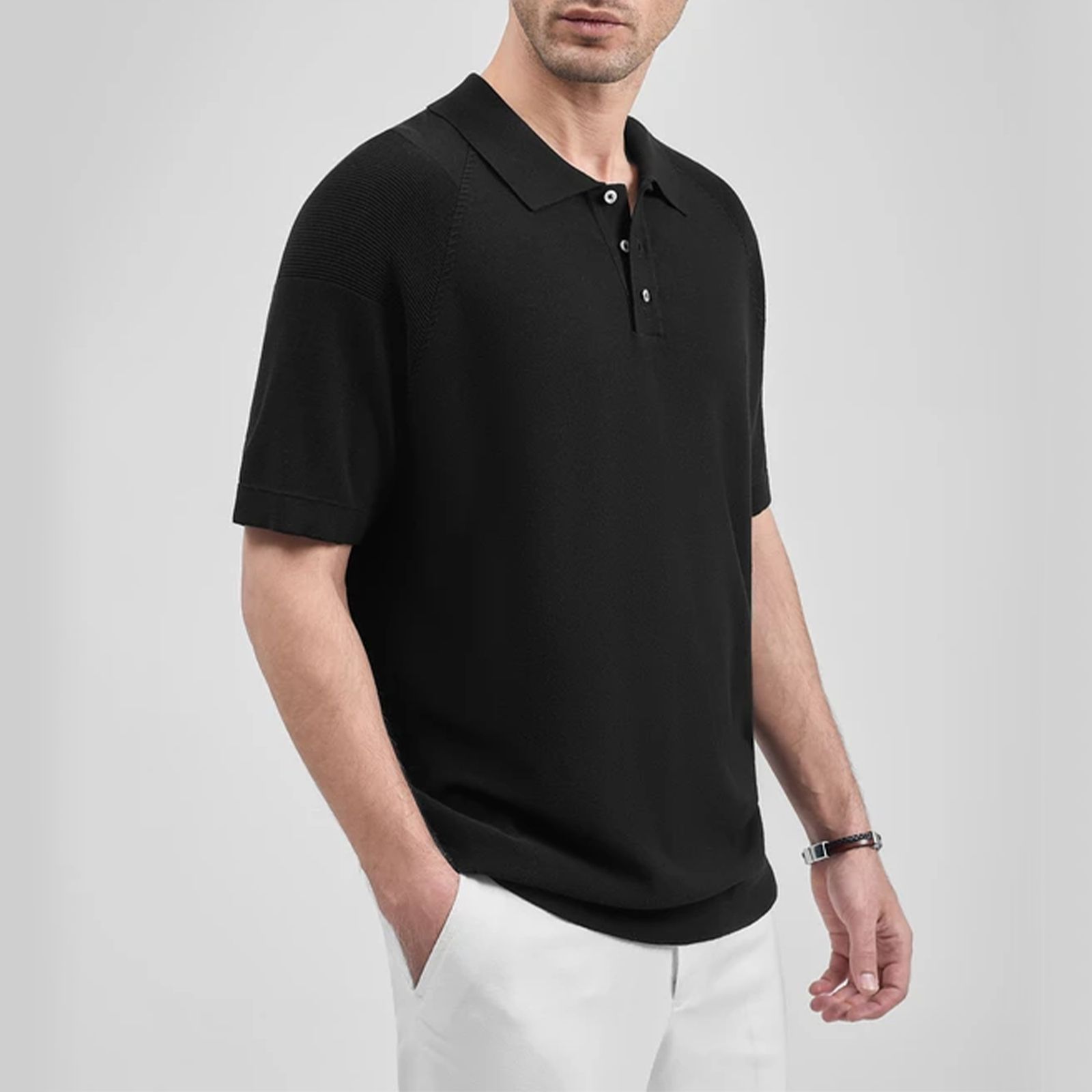 پولوشرت آستین کوتاه مردانه کروم مدل knit 2512307 - - 5