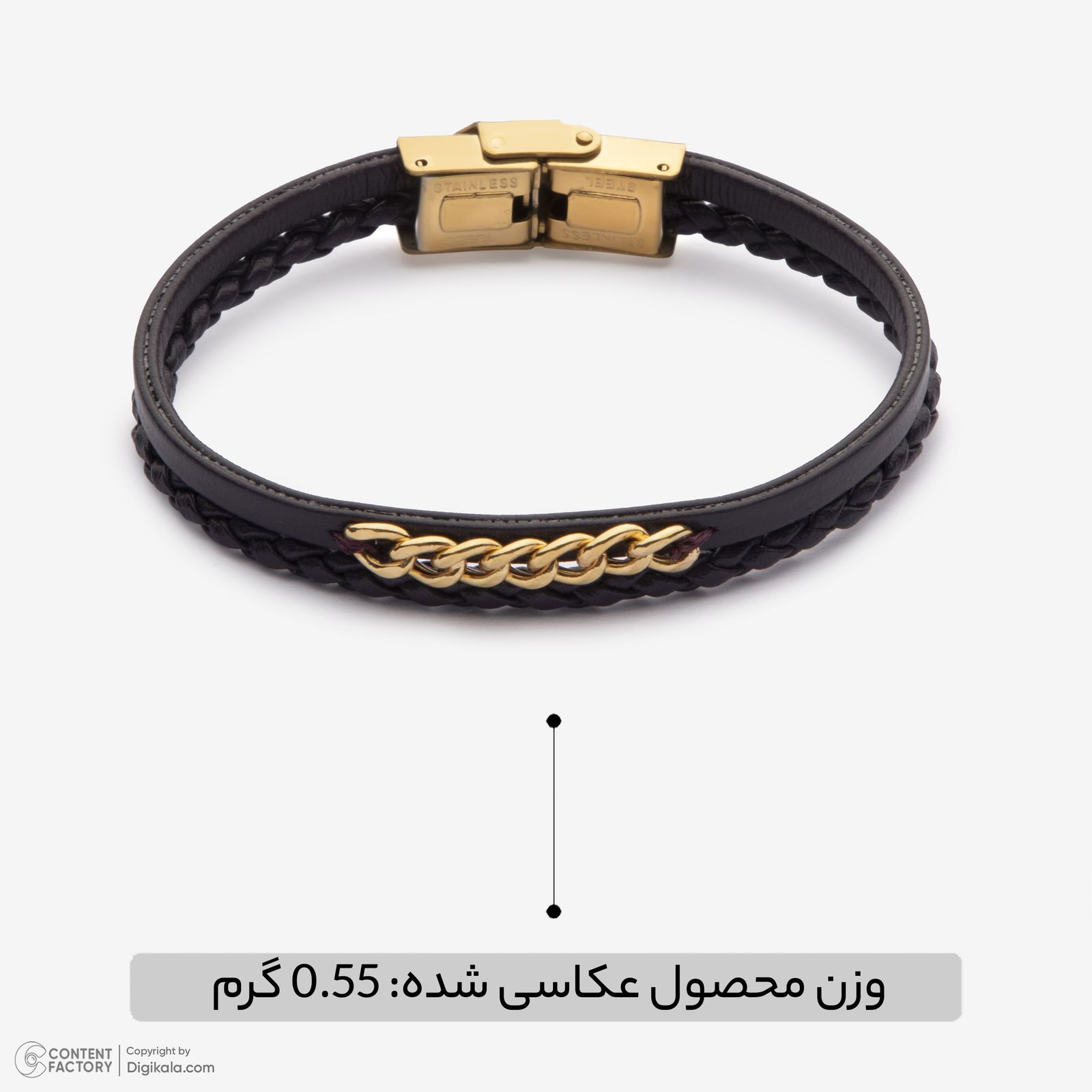 دستبند طلا 18 عیار زنانه با بند چرمی وی گالری مدل کارتیه کد LBB2486 -  - 2