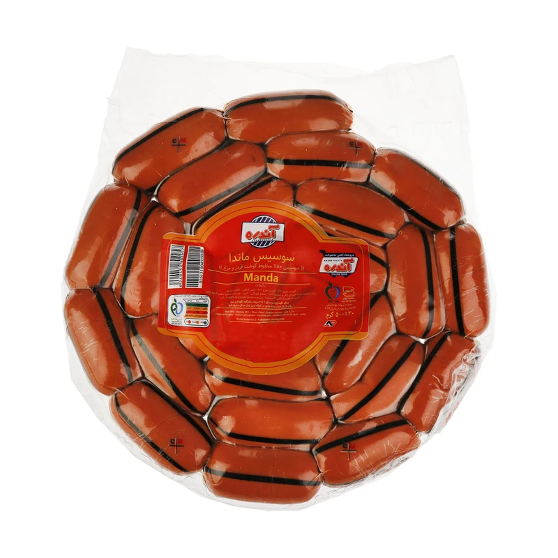 سوسیس ماندا 80 درصد گوشت قرمز و مرغ آندره - 500 گرم