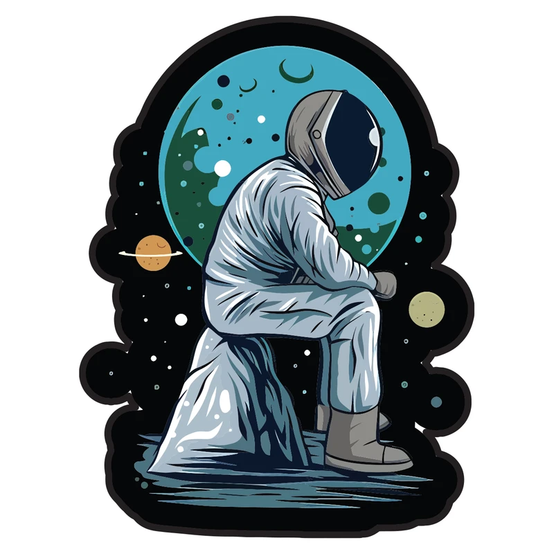 برچسب لپ تاپ پویا مارکت طرح فضانورد کد 2987