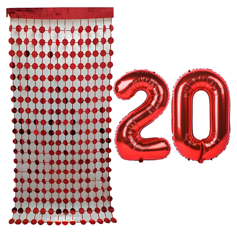 بادکنک فویلی مستر تم طرح عدد 20 به همراه ریسه تزئینی بسته 3 عددی