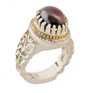 انگشتر نقره مردانه بازرگانی میلادی مدل رکاب دست ساز ارره کاری سنگ اوپال کد AM_2792