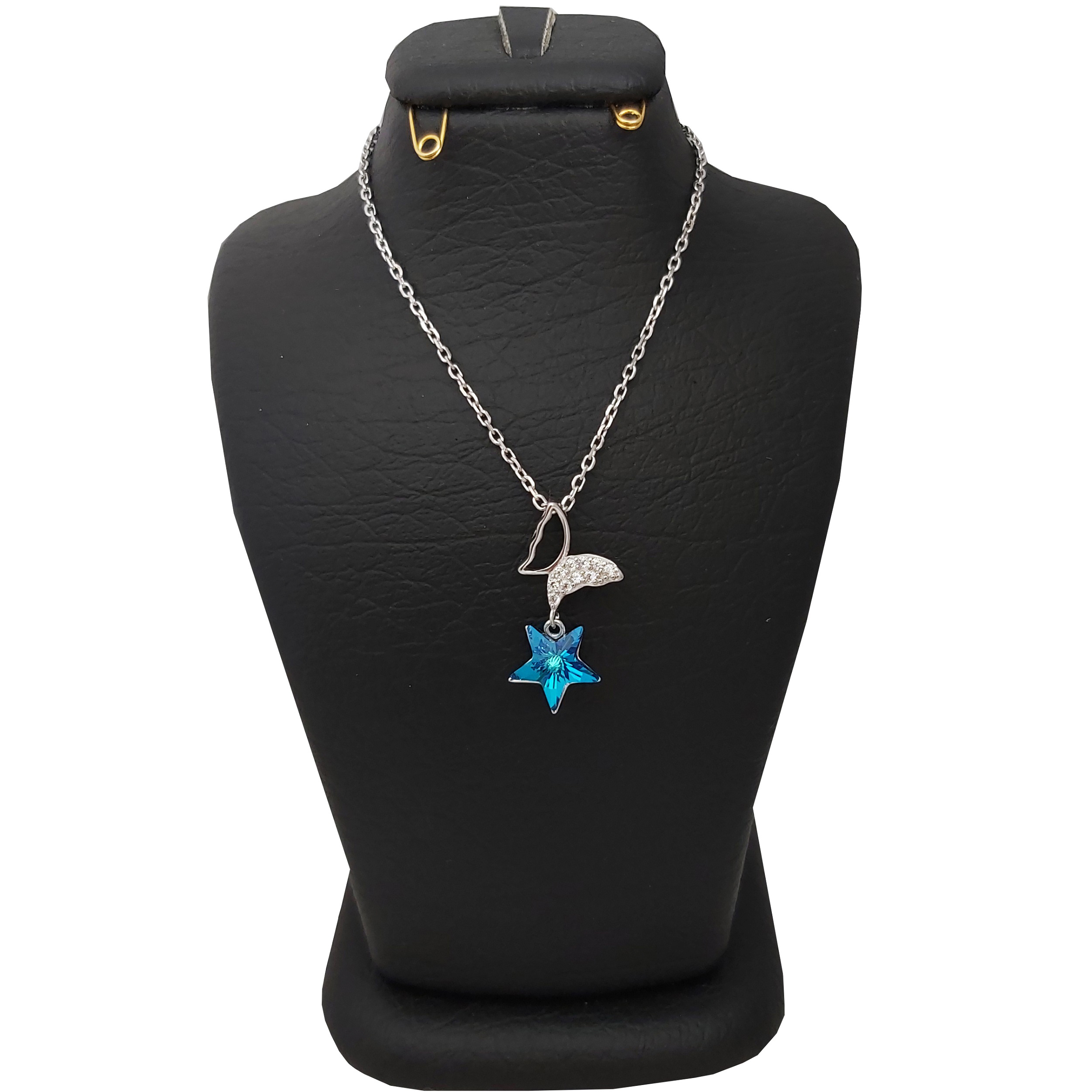 گردنبند نقره زنانه سواروسکی مدل پروانه و ستاره کد 021