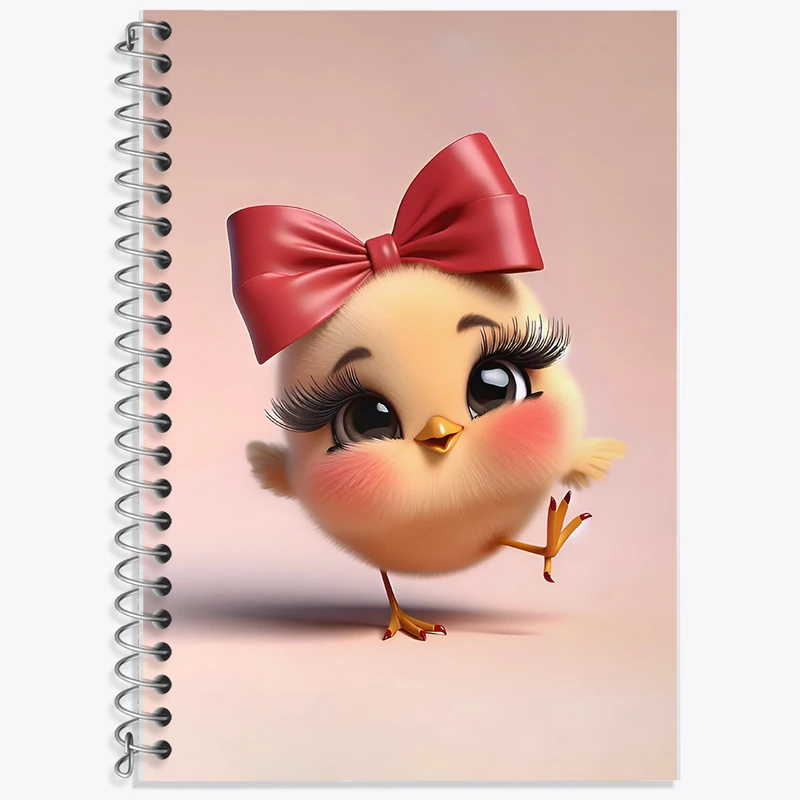 دفتر زبان 50 برگ خندالو مدل سه خط طرح جوجه کیوت کد F6123