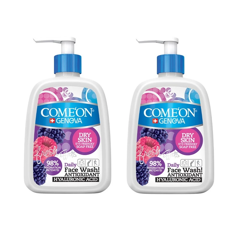ژل شستشو صورت کامان مدل dry skin حجم 500 میلی لیتر مجموعه 2 عددی