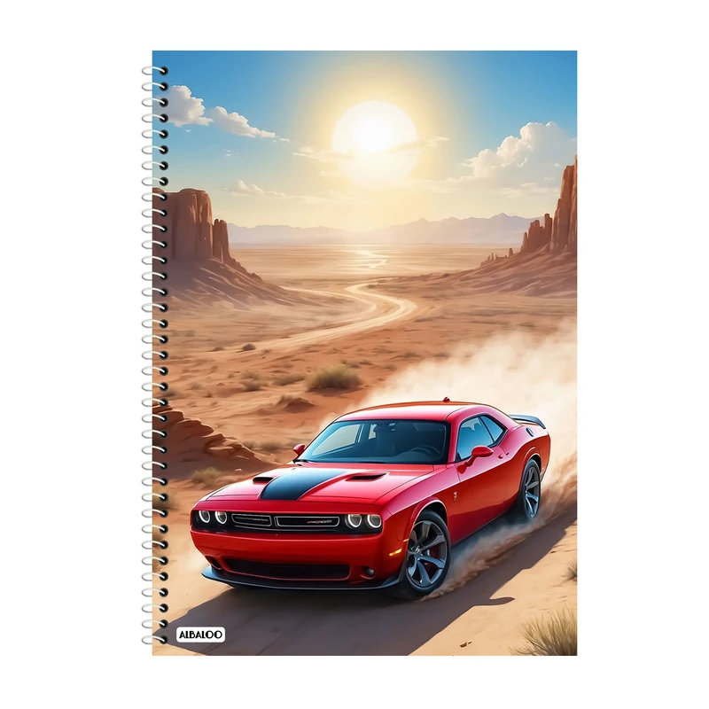 دفتر زبان 50 برگ آلبالو طرح ماشین کد 2077