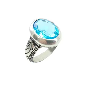 انگشتر نقره مردانه مدل توپاز کد 94185