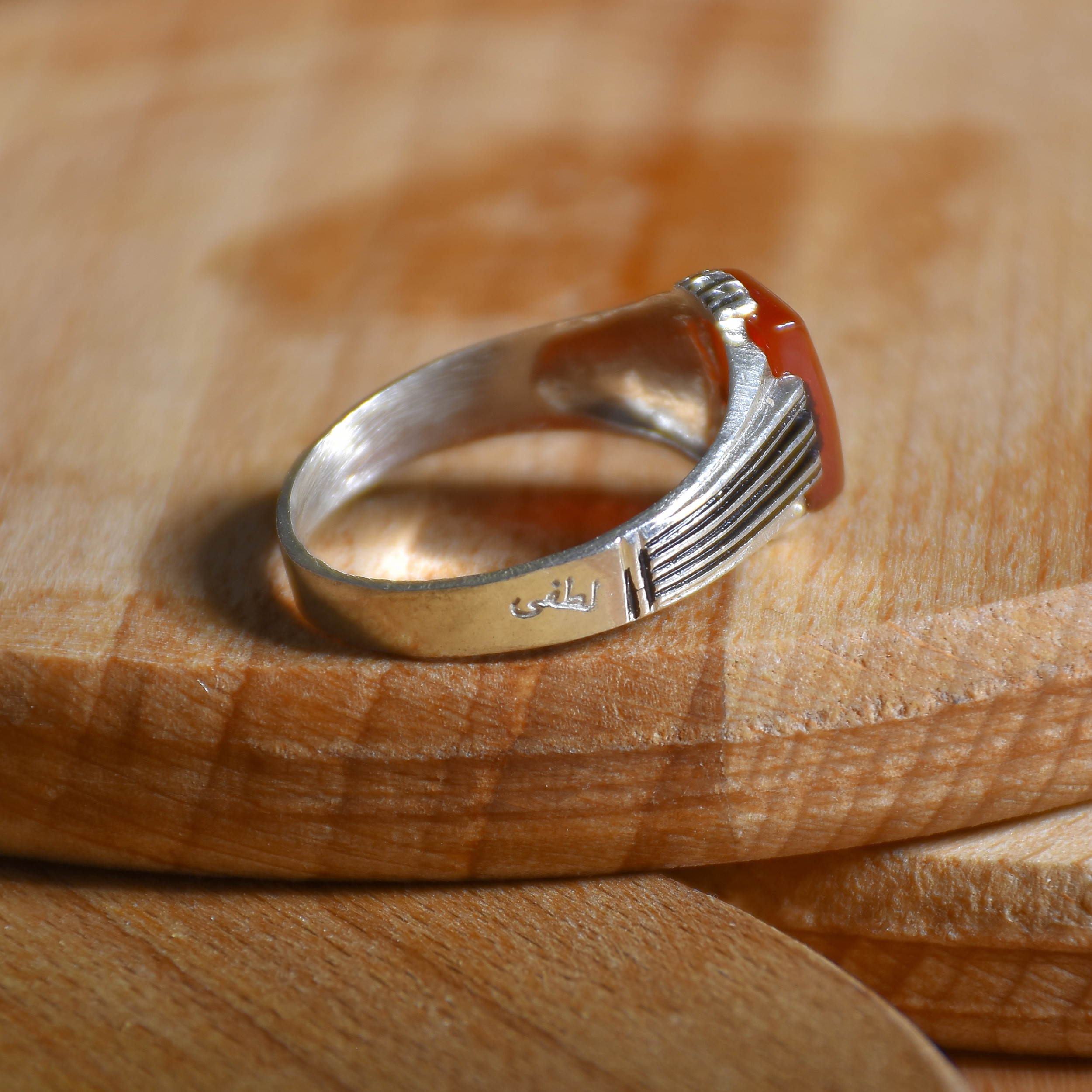 انگشتر نقره مردانه نقره جات لطفی مدل عقیق کد ANMS019E01