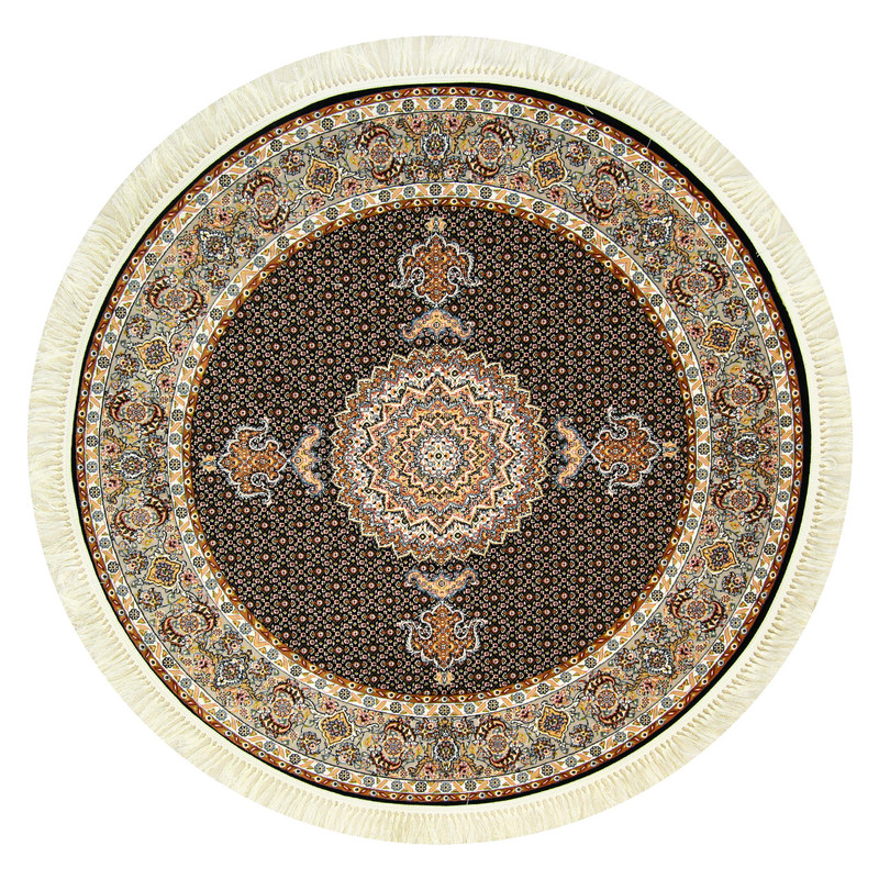 فرش ماشینی آذردکور طرح دایره مدل تارا کمال الملک زمینه سرمه ای